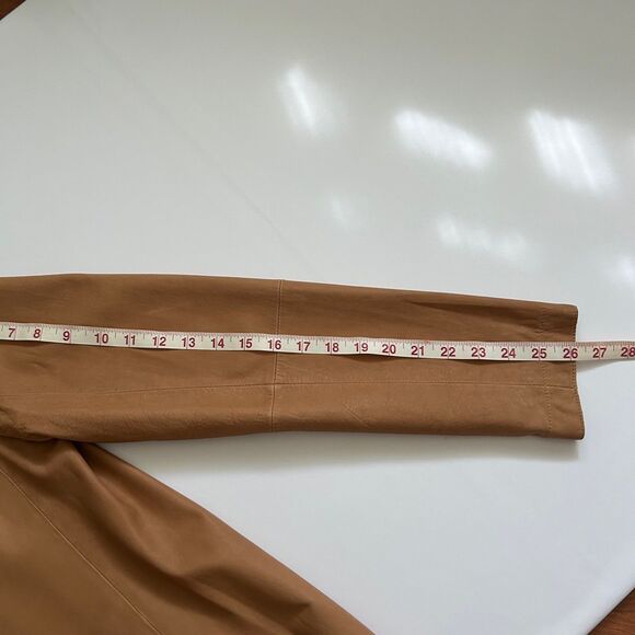 VINCE Leather Lightweight Open Front Collarless Coat Jacket Duster Women Size 8 - Picture 9 of 10